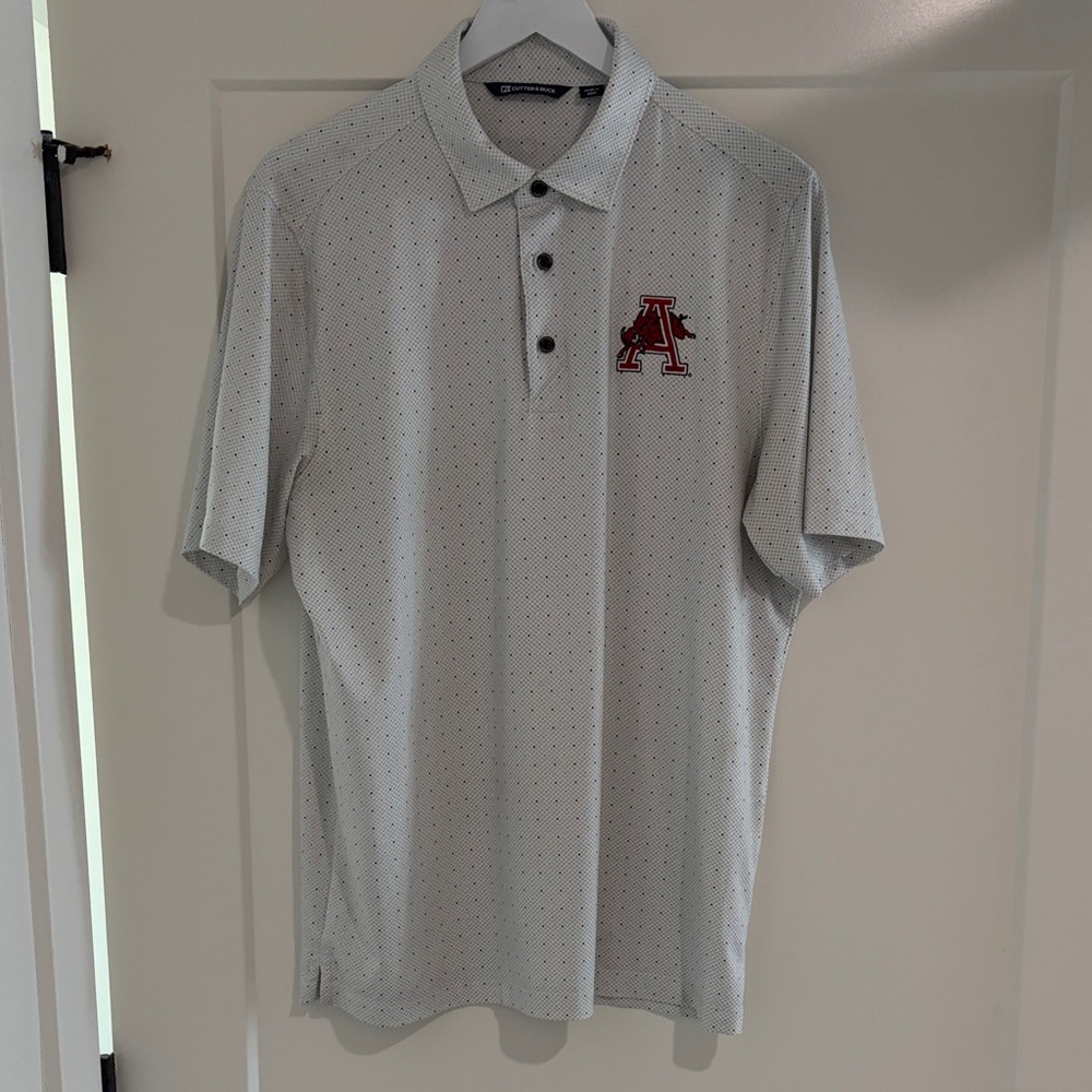 Cutter & Buck Light Gray Polo with Class Razorback Logo - Backside discoloration